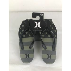 Men's flip flops olive green black grey Stars Stripes USA Hurley 8 New